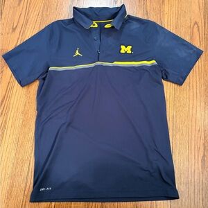 Nike x Jordan x Michigan Navy Polo with Yellow Accent